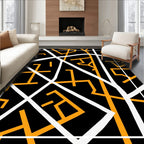Modern Orange and White Geometric Lines Rug