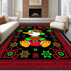 Festive Red Green Duck Christmas Rug