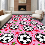 Pink Retro Soccer Star Celebration Rug