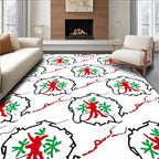 Red Green Humanoid Tribal Frame Rug