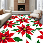 Bold Red Floral Branch Arrangement Rug