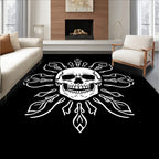 White Skull Sun Mandala Rug