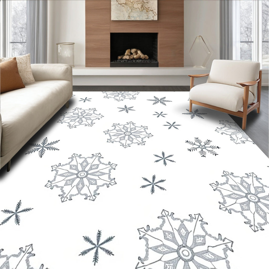 Winter Snowflake Collection Snowflakes Rug