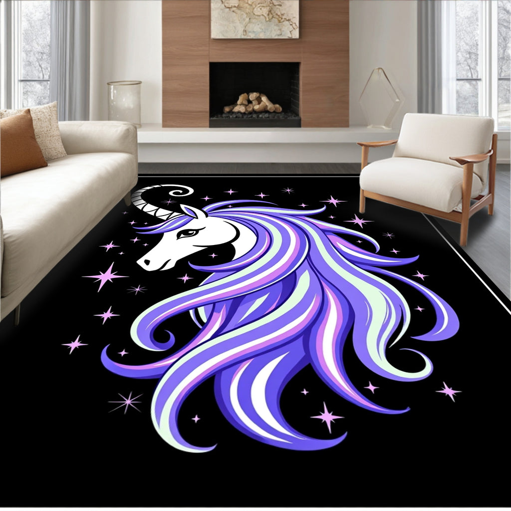 Fantasy Unicorn Pastel Swirl Stars Rug