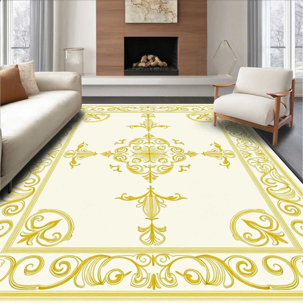 Golden Filigree Floral Medallion Rug