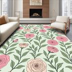 Soft Pink Rose Vines Garden Rug