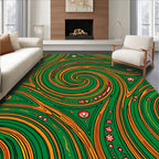 Groovy Green Swirl Abstract Faces Rug