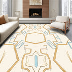 Organic Golden Blue Geometric Mosaic Rug