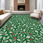 Emerald Green Holly Berry Foliage Rug