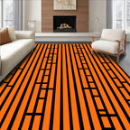 Bold Orange Vertical Stripe Accents Rug
