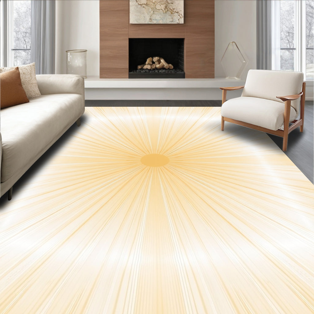 Golden Sunburst Radiant Rays Rug