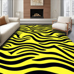 Bold Yellow Black Wavy Stripes Rug