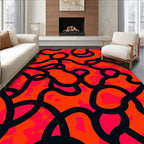 Bold Orange Black Loop Collage Rug