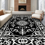 Classic Black White Ornate Medallion Rug