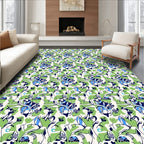 Contemporary Blue Green Floral Bloom Rug
