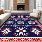Navajo Inspired Red White Star Rug