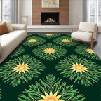 Emerald Green Yellow Floral Medallion Rug