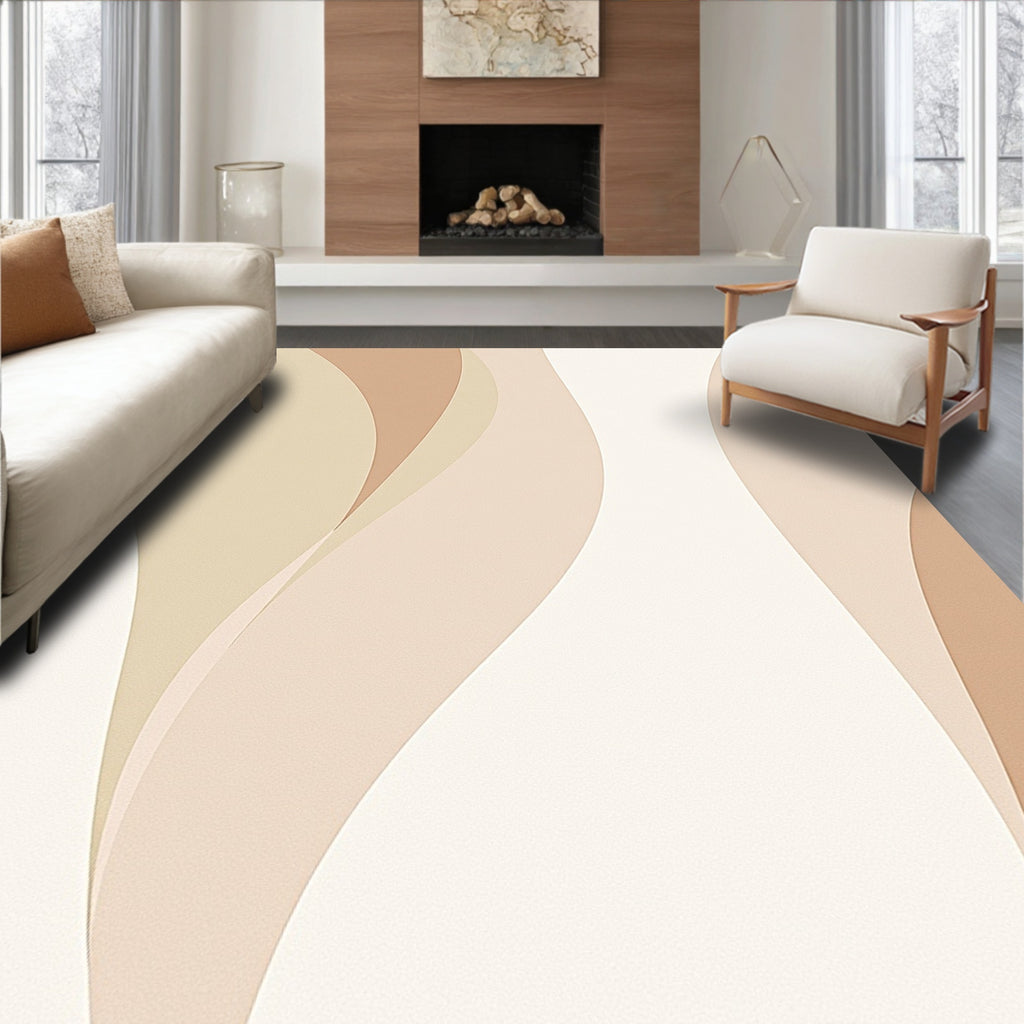 Earthy Tone Abstract Wave Rug