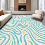 Aqua Tan Abstract Stripe Rug
