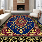 Deep Blue Crimson Gold Medallion Floral Rug