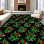 Green Holly Berry Christmas Trees Rug