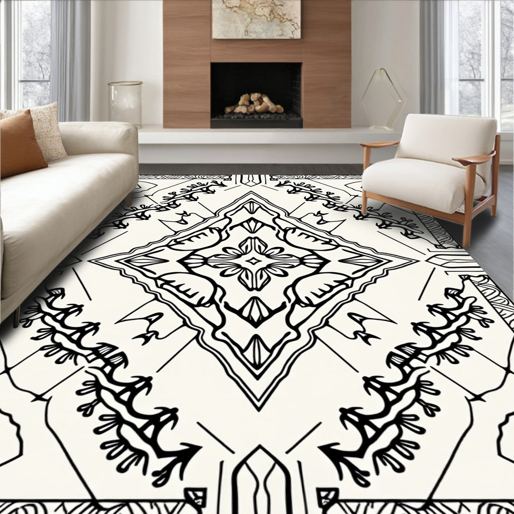 Monochromatic Organic Diamond Garden Rug