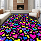 Vibrant Pink Yellow Blue Heart Collage Rug
