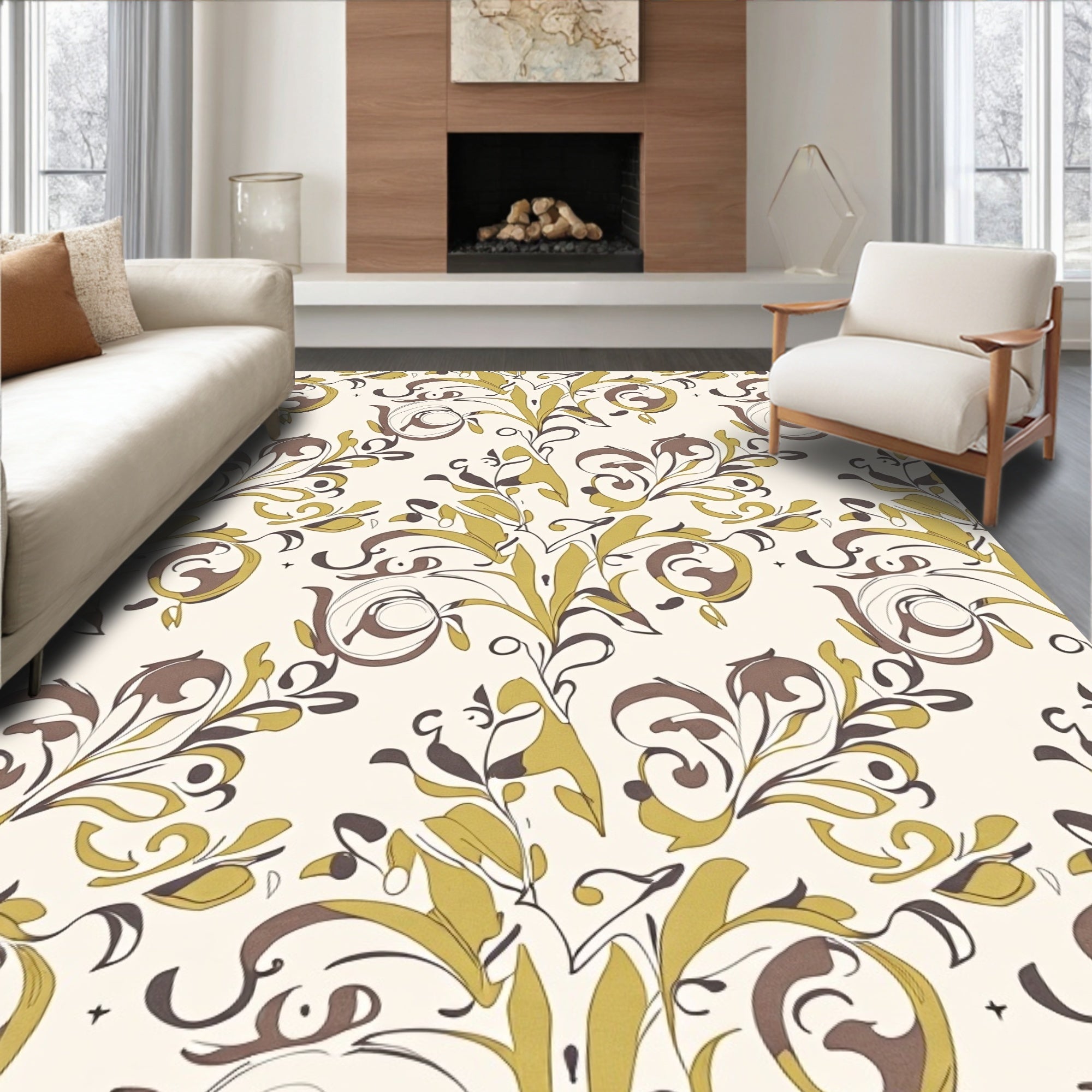 Earthy Antique Swirl Flora Rug
