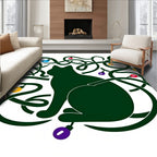Dark Green Cat Festive String Lights Rug