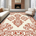 Crimson Ivory Scrollwork Medallion Rug