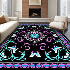 Turquoise Pink Floral Geometric Medallion Rug