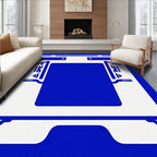 Geometric Royal Blue Abstract Frame Rug