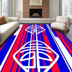 Bold Red Blue Vertical Stripe Icon Rug