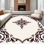 Deep Red Floral Border Medallion Rug