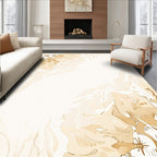Elegant Cream and Gold Abstract Florals Rug