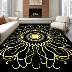 Golden Sunburst Medallion Art Deco Rug