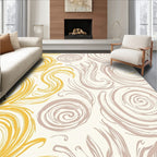 Golden Beige Swirl Botanical Rug