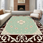 Vintage Teal Floral Medallion Garden Rug