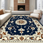 Majestic Navy Floral Medallion Rug