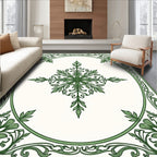 Emerald green botanical medallion framed Rug