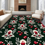 Deep Forest Red Blossom Folk Art Rug
