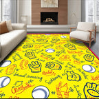 Yellow Sports Equipment Graphic Rug