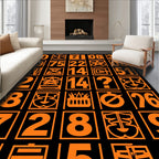 Orange Geometric Number Collage Rug