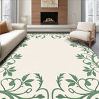 Elegant Green Vine Border Rug