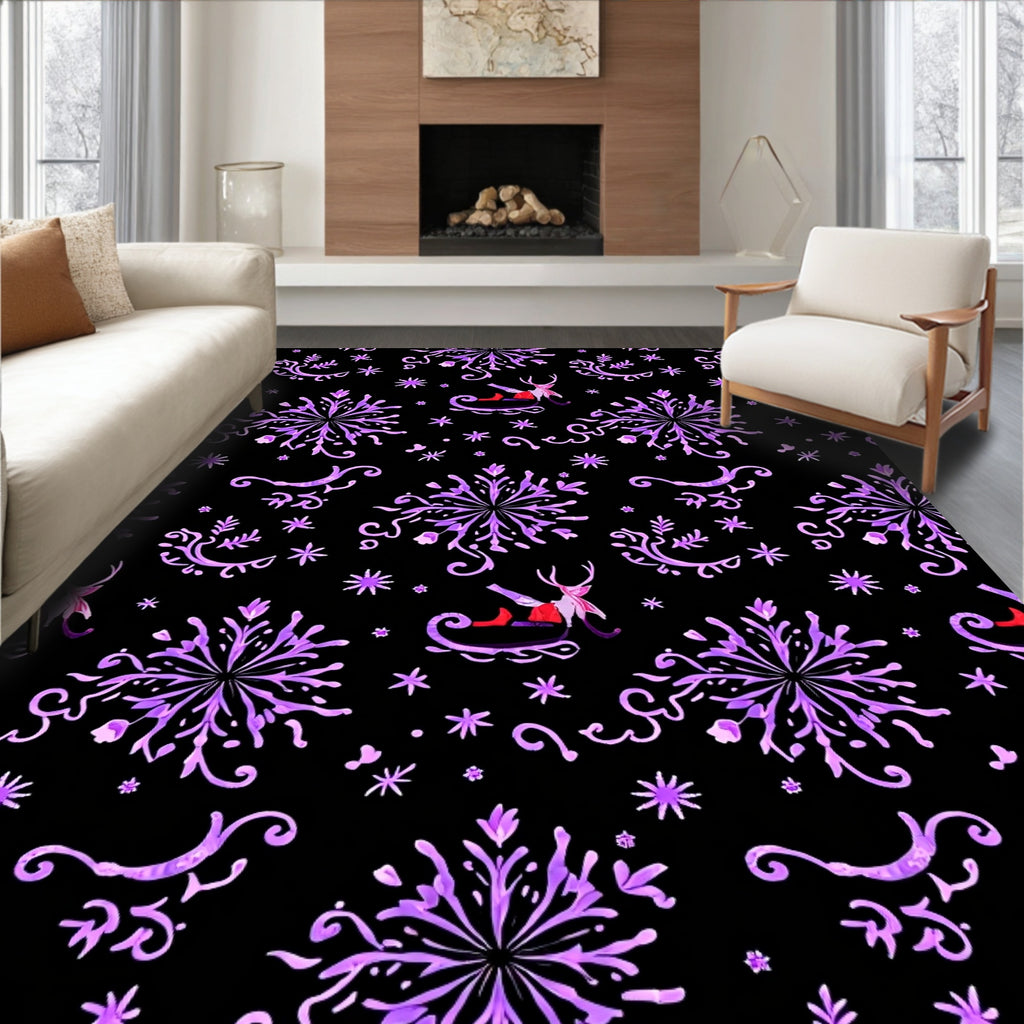 Purple Snowflake Sleigh Ride Medallions Rug