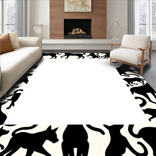 Black Dog Silhouettes on Cream Background Rug