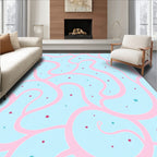 Pastel Pink Swirl Sky Dots Rug