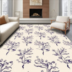 Deep Indigo Folk Floral Branches Rug