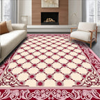 Crimson Floral Lattice Border Rug