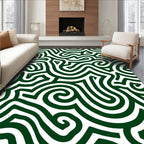Deep Green Labyrinth Swirl Rug